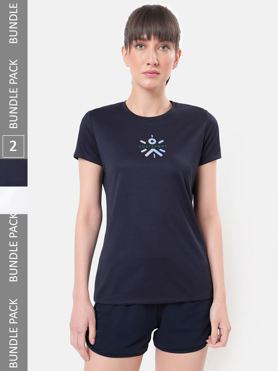 CULT Women Typography Print Pack Of 2 Moisture Wicking Performance T-shirts