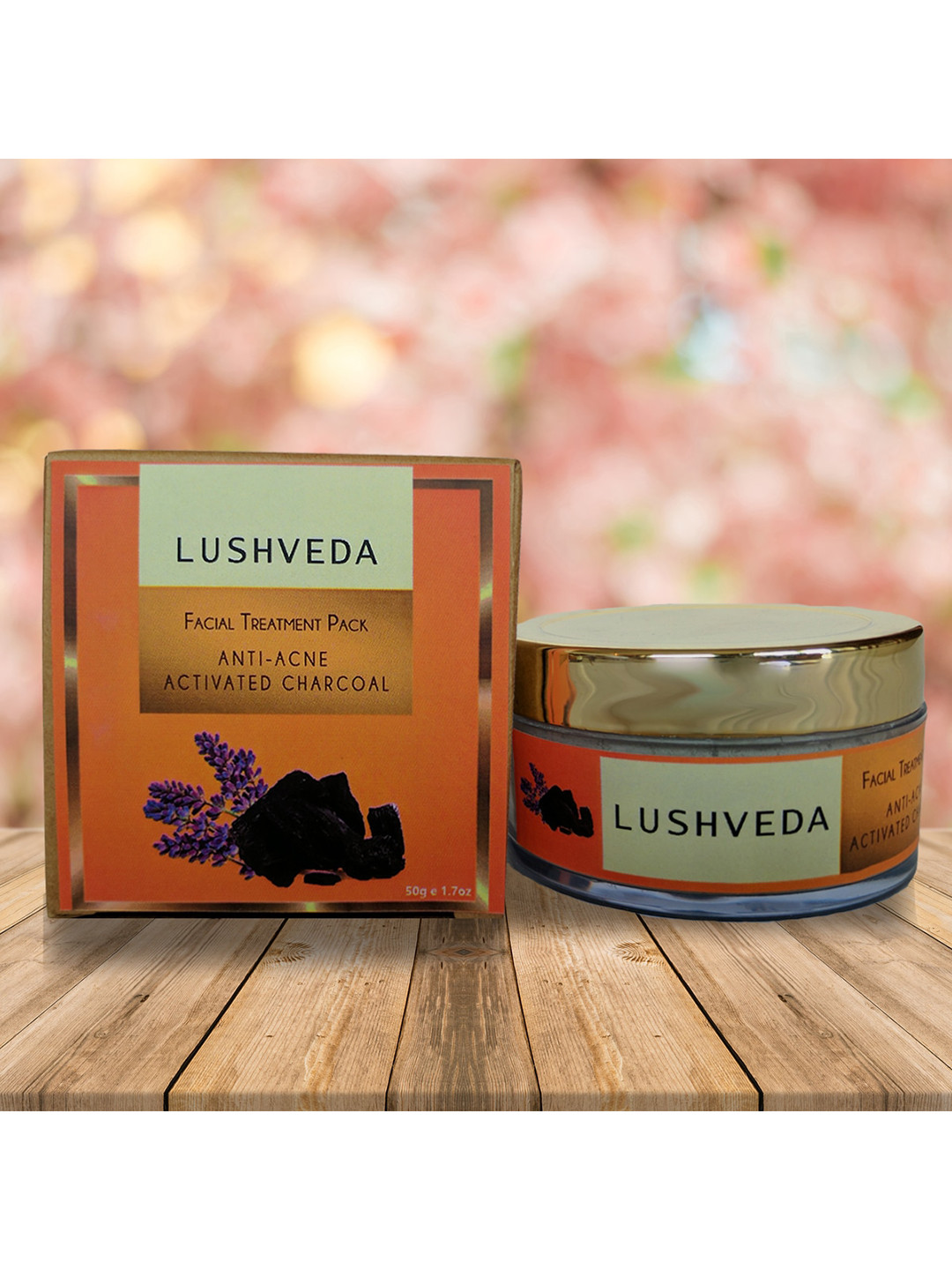 Lushveda Anti Acne Activated Charcoal Facial Treatment Pack - 50 g