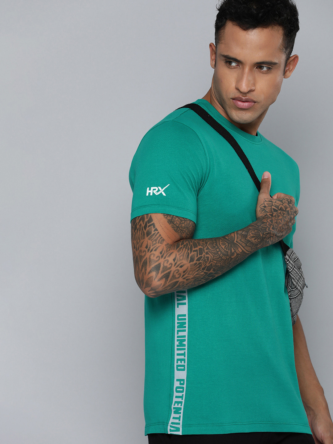 HRX by Hrithik Roshan Men Teal Typography Printed Pure Cotton T-shirt