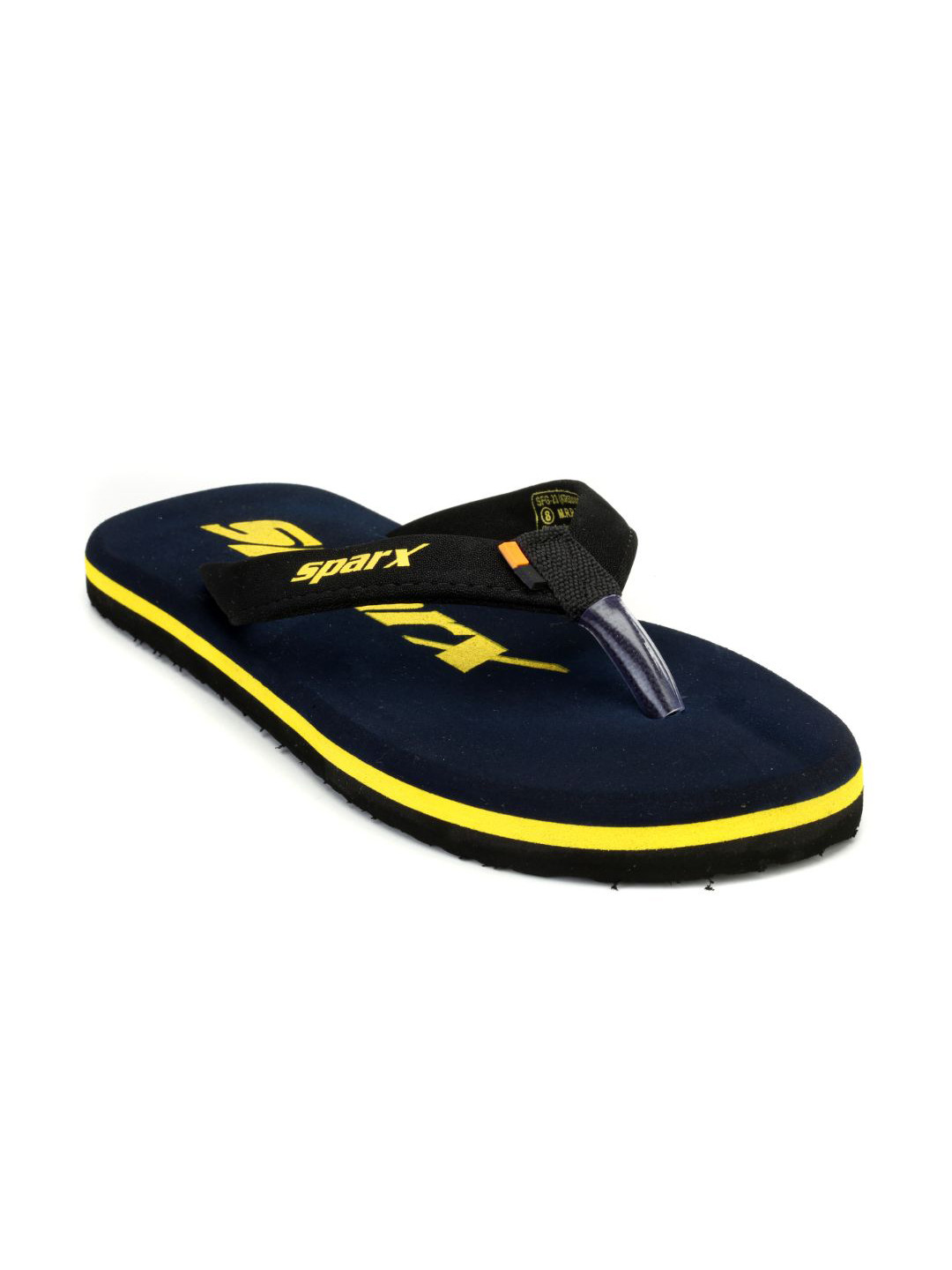 Sparx Men Navy Blue & Yellow Printed Thong Flip-Flops