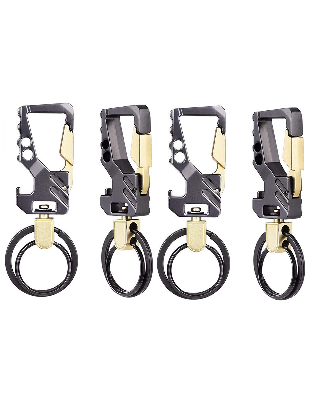 CONTACTS Gold & Black Pack of 4 Stainless Steel Key chain