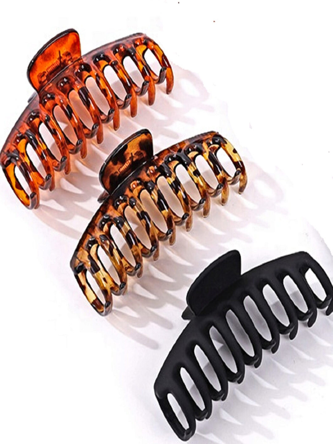 Proplady Women Black & Brown Set of 3 Spiral Claw Clip