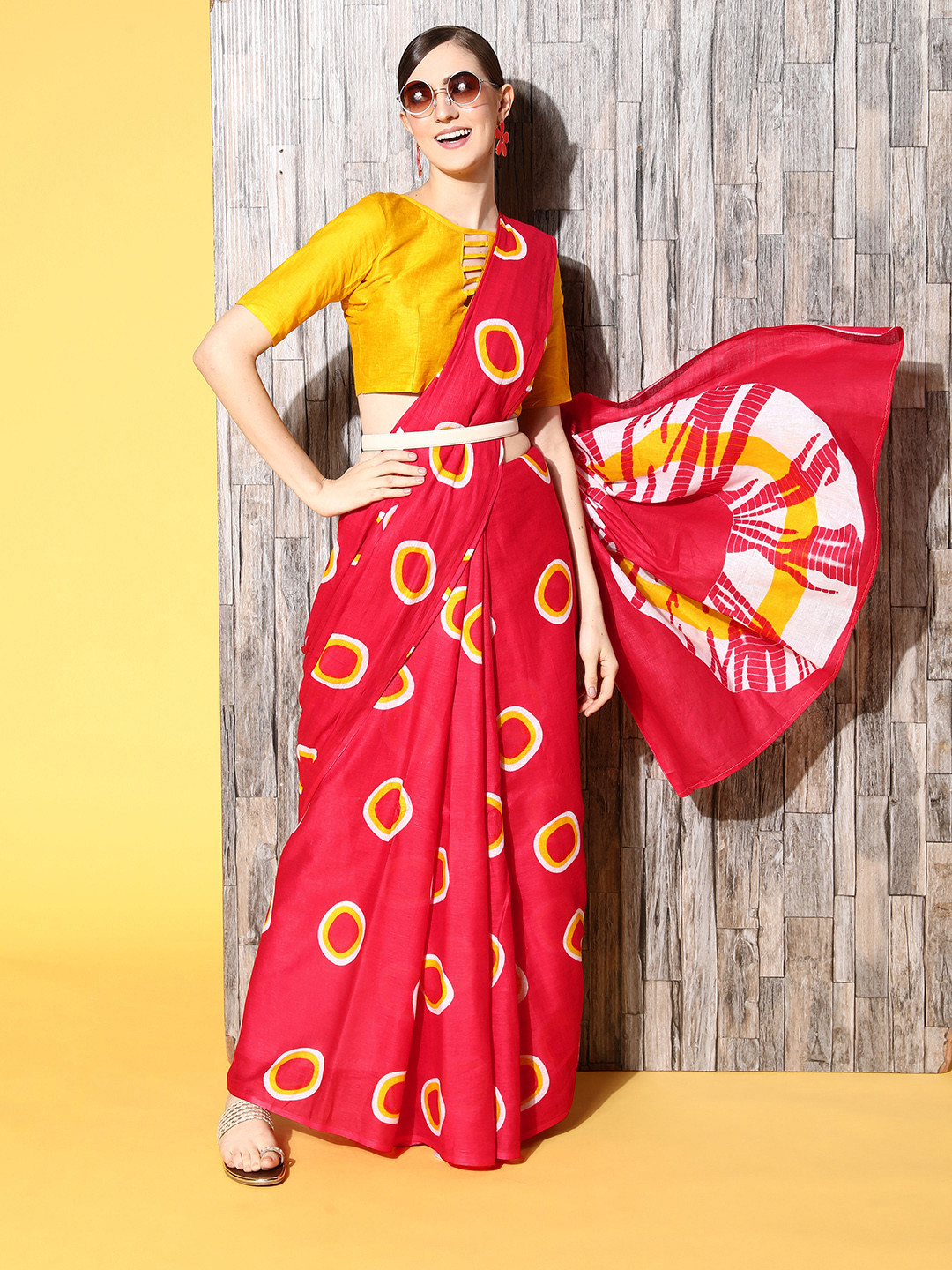 Satrani Tie and Dye Saree with Solid border