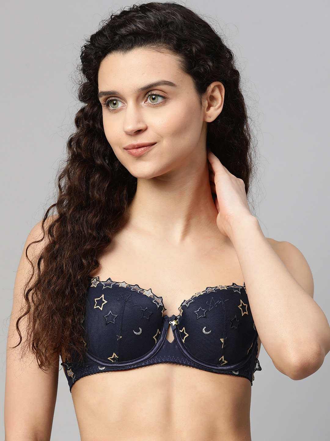 Marks & Spencer BOUTIQUE X DAMARIS Navy Blue Underwired Lightly Padded Balconette Bra