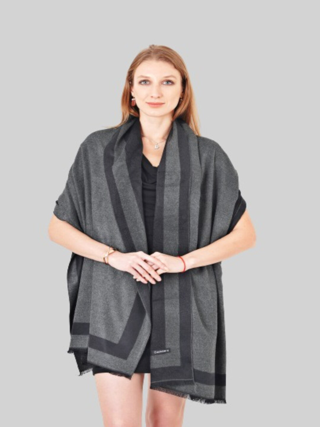MUFFLY Women Grey Cashmere Wool Stole