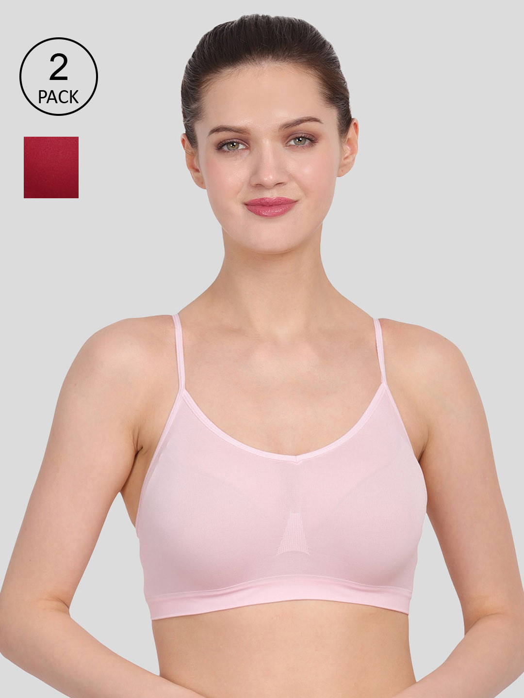 Amour Secret Pack Of 2 Pink & Maroon Bra S4016_Bpnk_Mrn-Baby Pink-Maroon