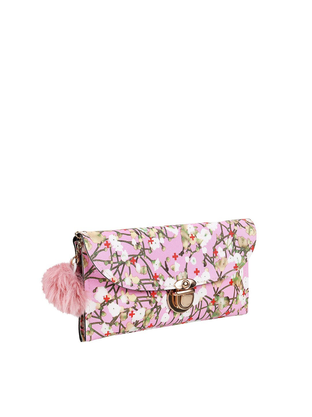 WALKWAY by Metro Women Peach-Coloured & White Floral Printed Envelope Wallet