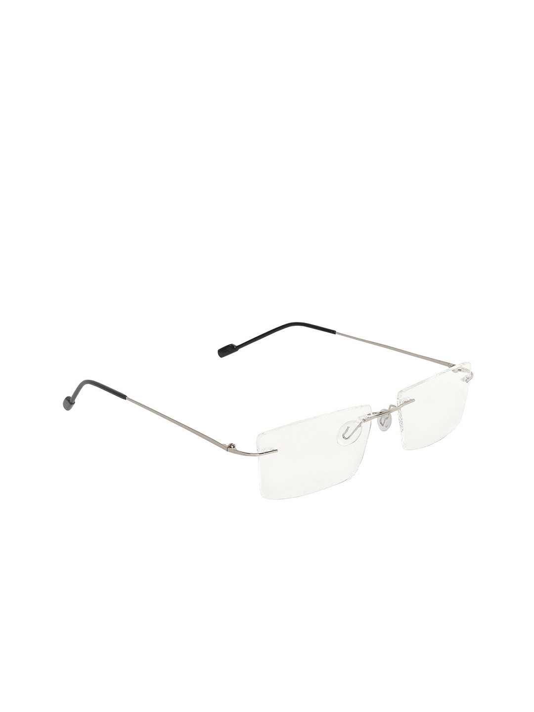GARTH Unisex Clear Lens & Gunmetal-Toned Rectangle with UV Protected Lens Sunglasses