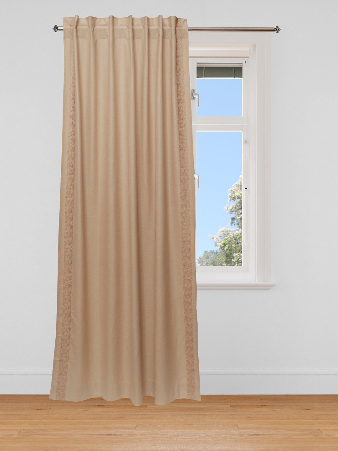 ZEBA Beige Solid Window Curtain