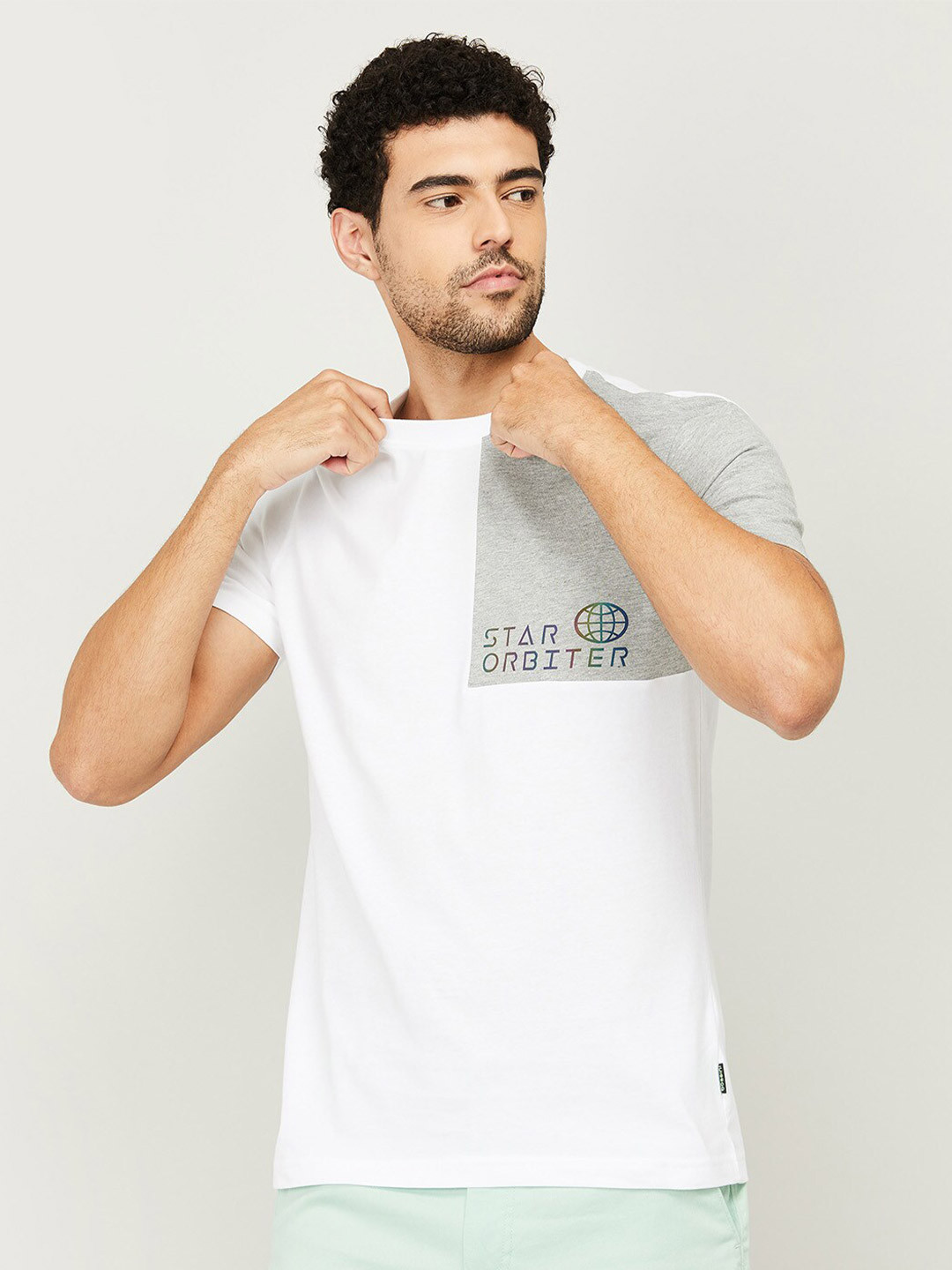 Bossini Men White Colourblocked T-shirt