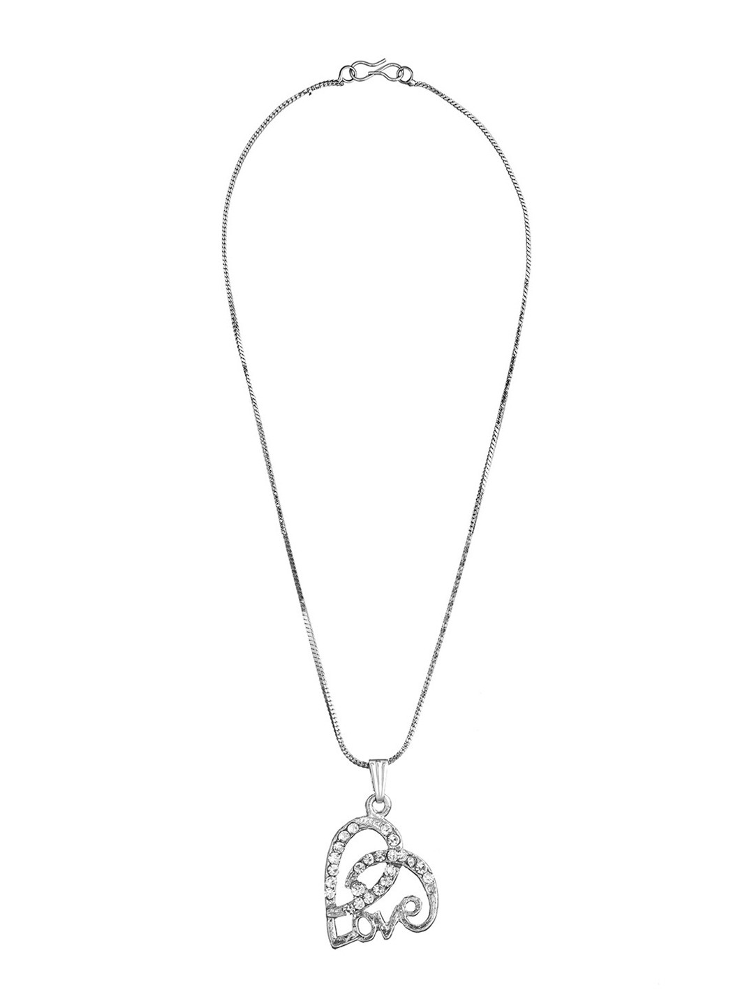 Shining Jewel - By Shivansh Silver-Plated White Crystal Studded Pendant