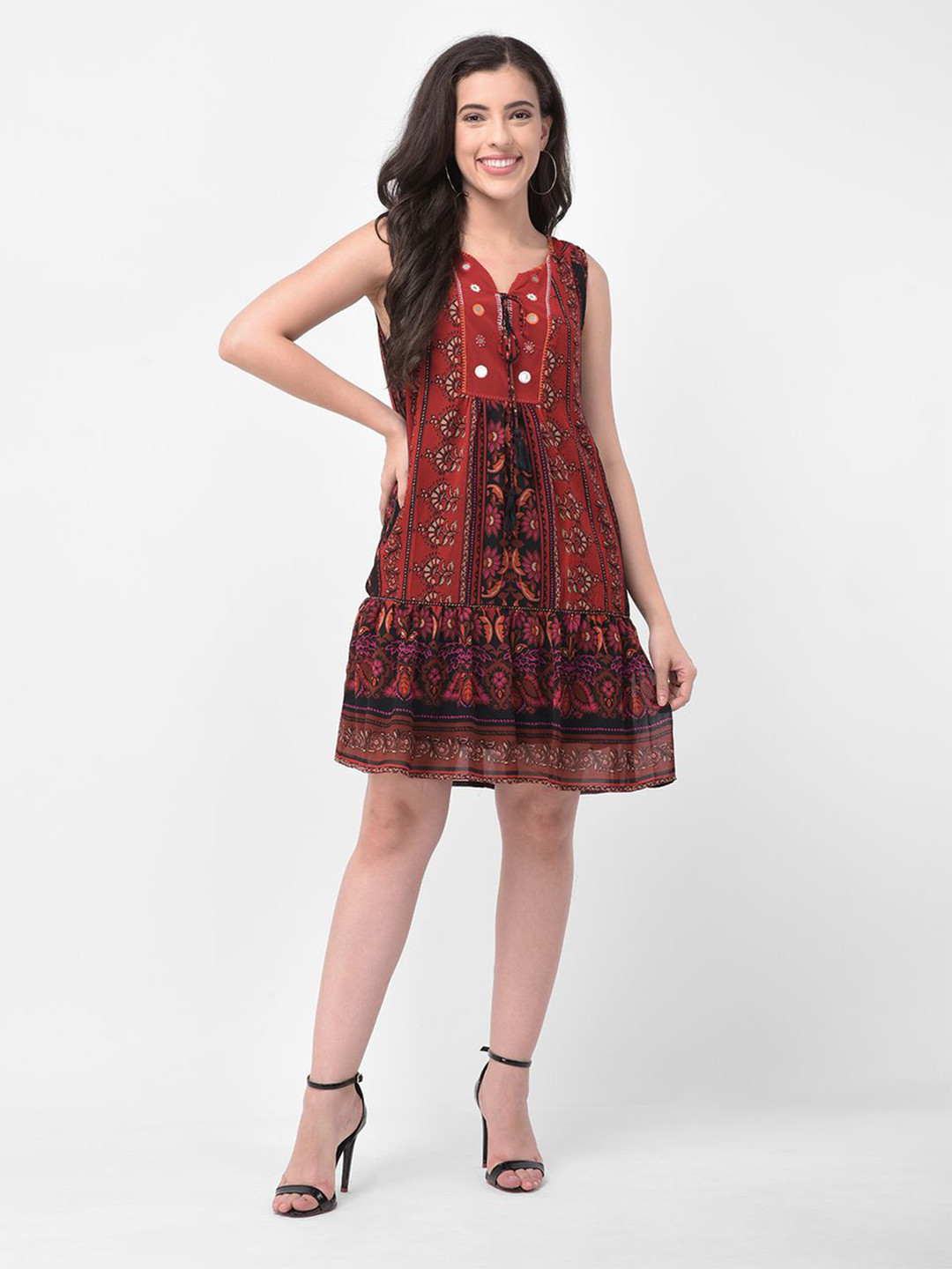 250 DESIGNS Red Floral Dress