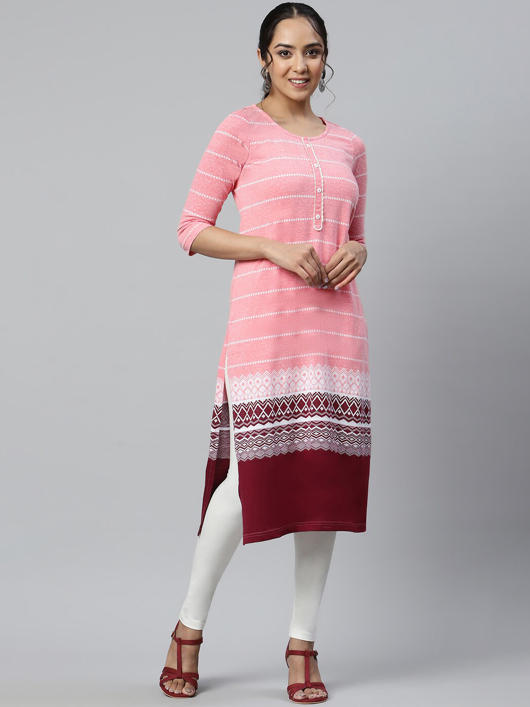 AURELIA Women's Jacquard Knitted Kurta