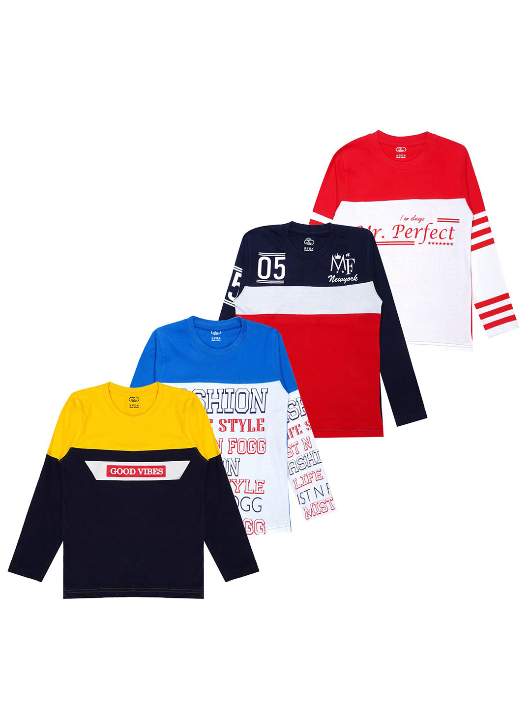 MIST N FOGG Boys Multicoloured Pack Of 4 Colourblocked T-shirt