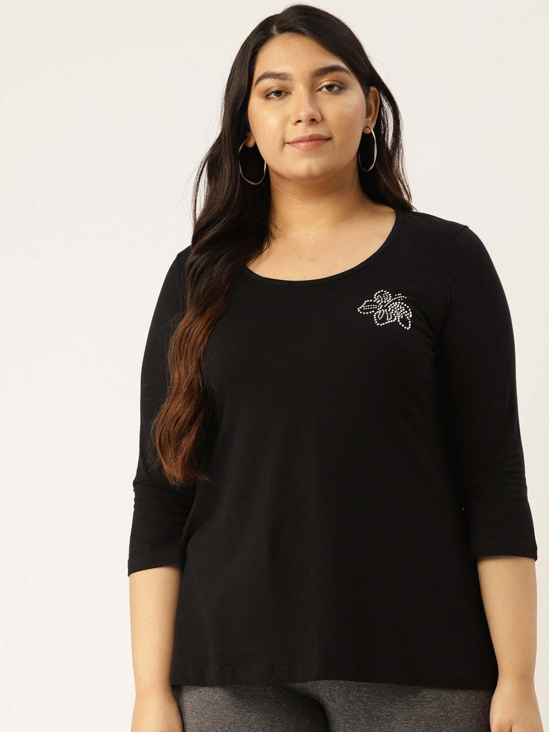 theRebelinme  Plus Size Women Black 100% Cotton T-shirt