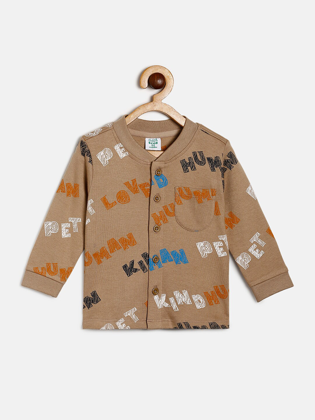 MINI KLUB Boys Brown Comfort Printed Casual Shirt