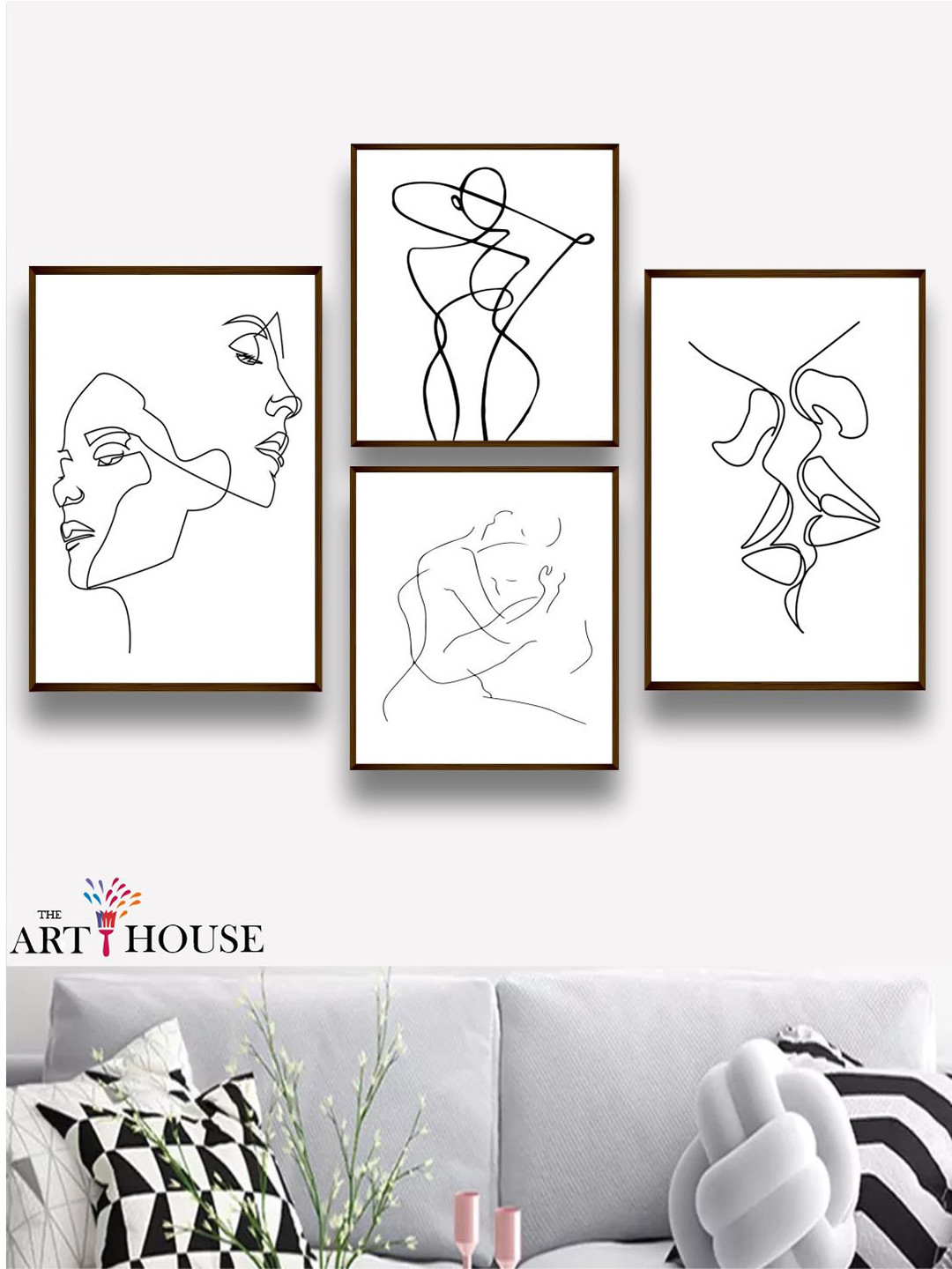 The Art House Abstract Wood 4 Piece Rectangle Paintings Wall Art