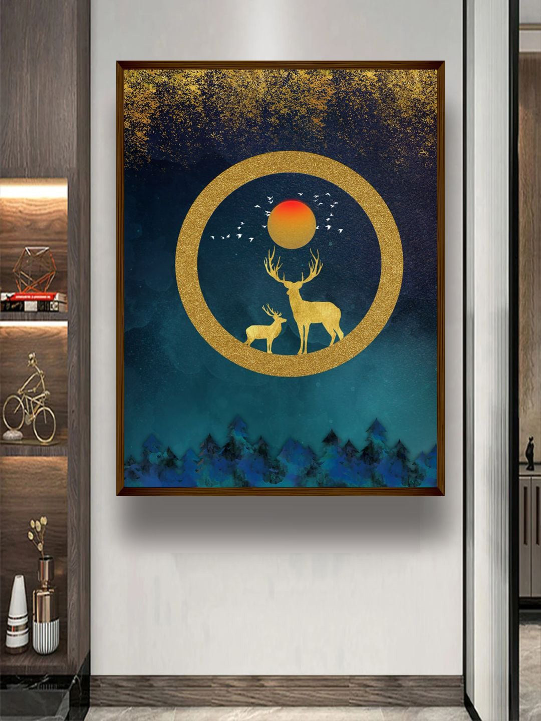 The Art House Yellow & Blue Abstract Painting Wall Art