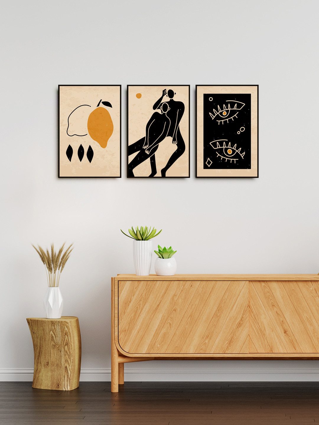 999Store Abstract Minimalistic Canvas 3 Pcs Wall Rectangle Paintings Wall Art -18 x 12In