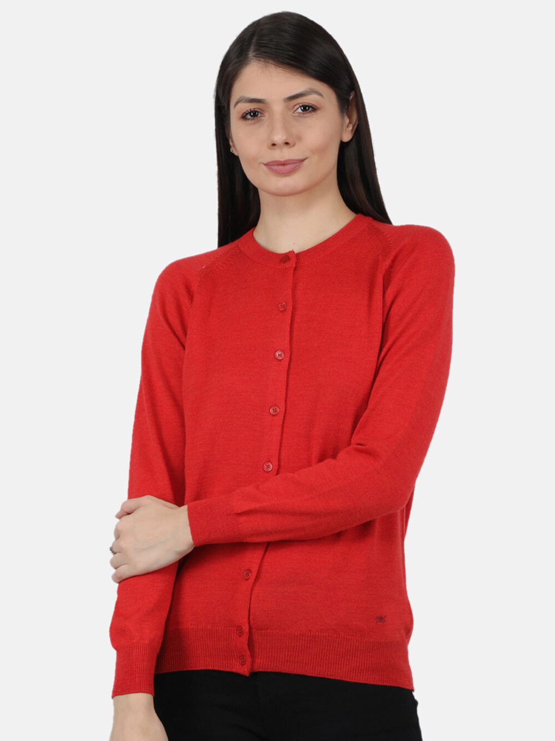 Monte Carlo Women Pure Wool Red Cardigan