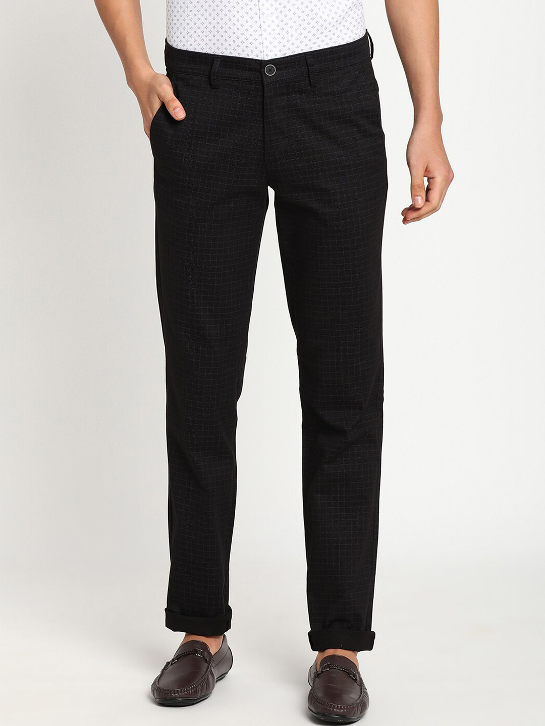 Turtle Men Black Skinny Fit Trousers