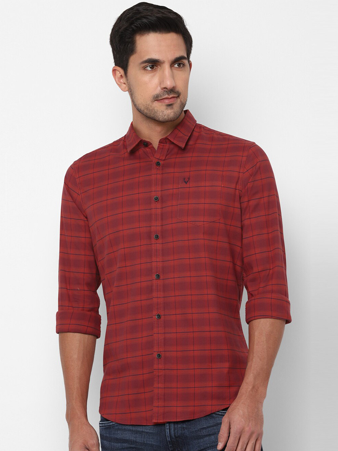 Allen Solly Sport Men Red Checked Casual Shirt