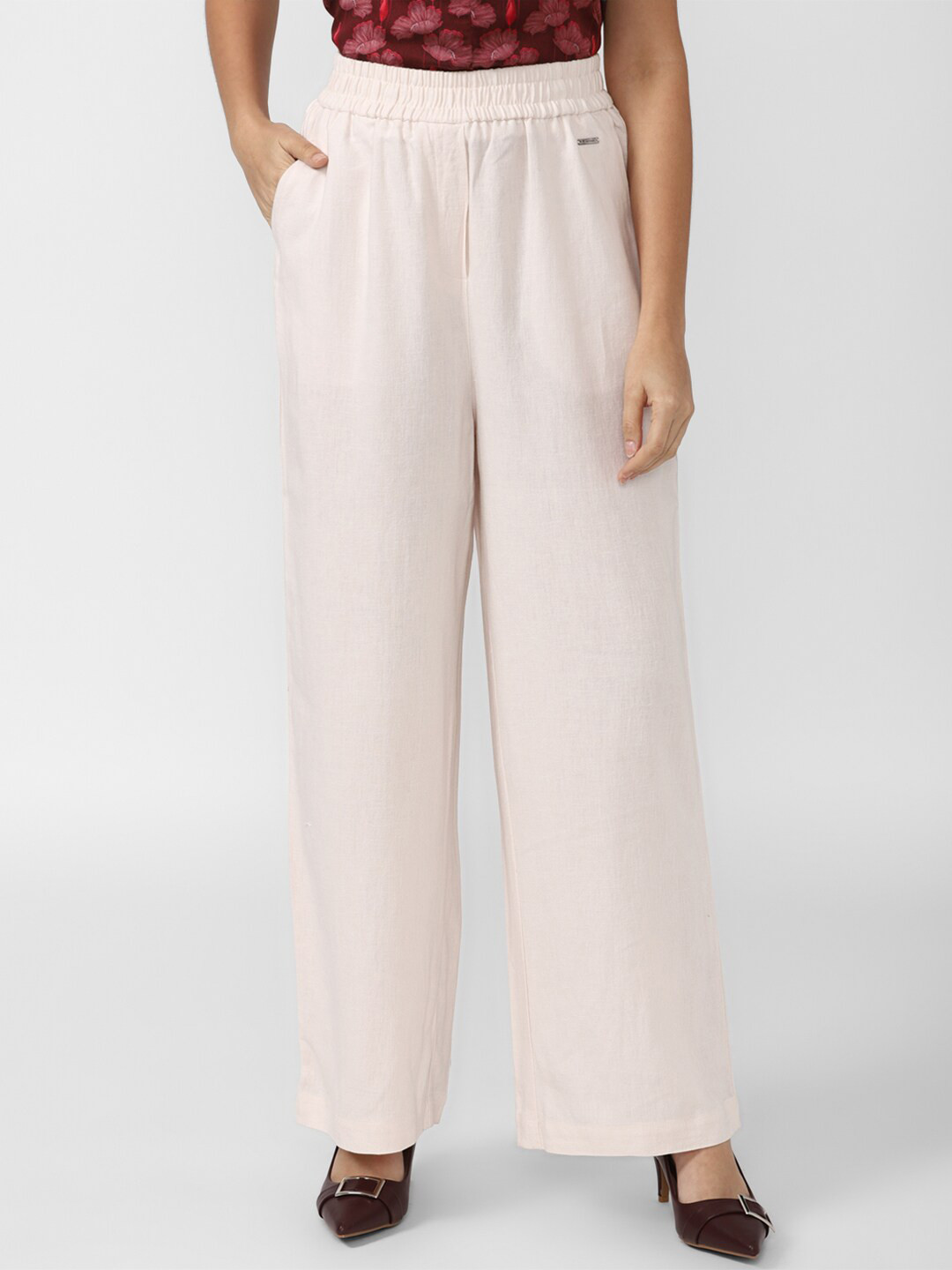Van Heusen Woman Women Cream-Coloured Wide Leg Trousers