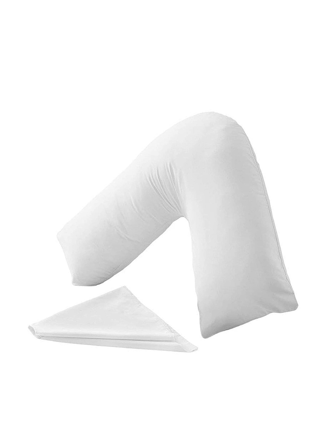 Pum Pum Hollow Fiber White Solid Polycotton Medium Fibre Orthopedic Pillow-40.64 x 76.2 x 76.2 cm