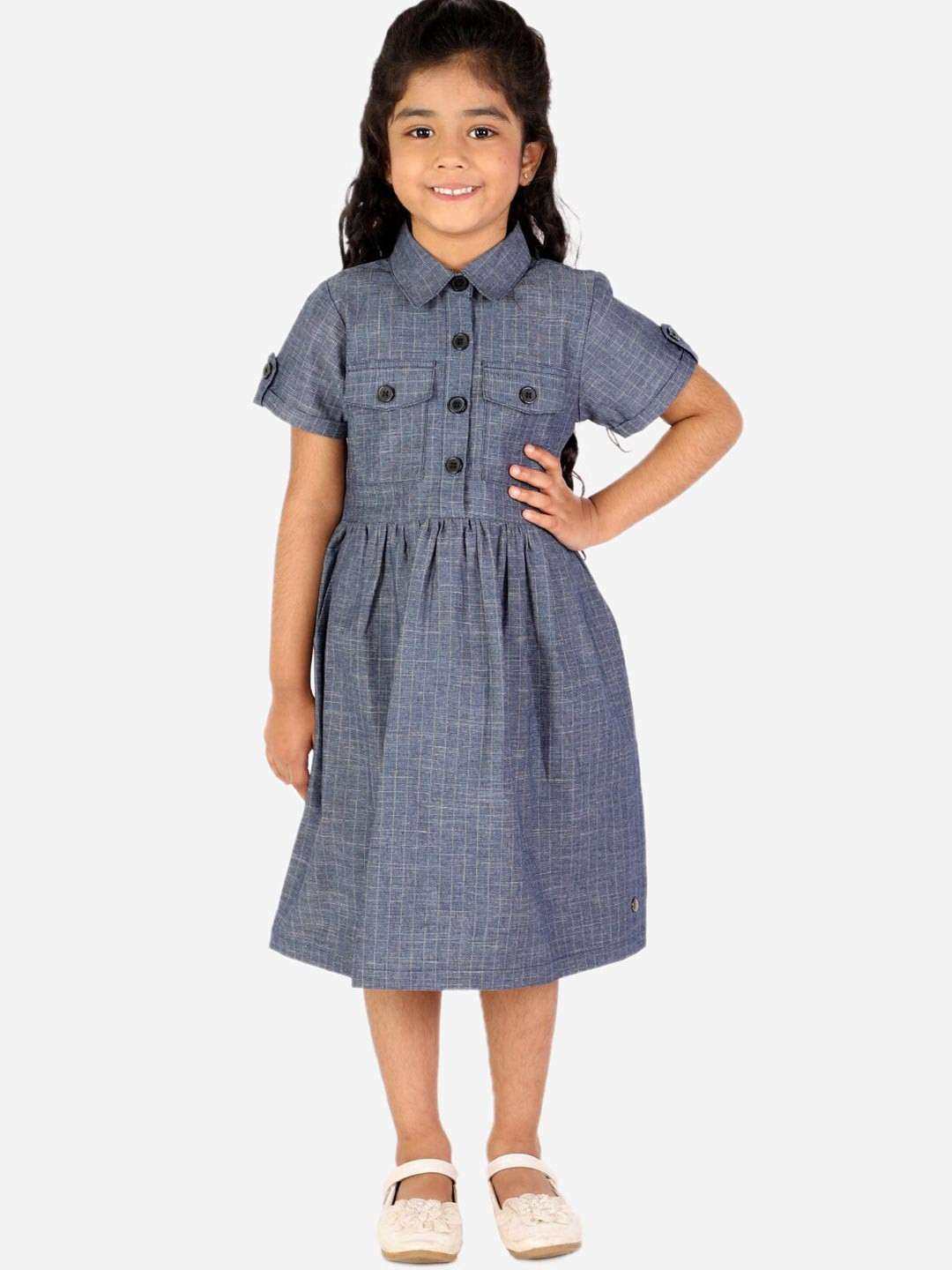 White Dahlia Blue Shirt Dress