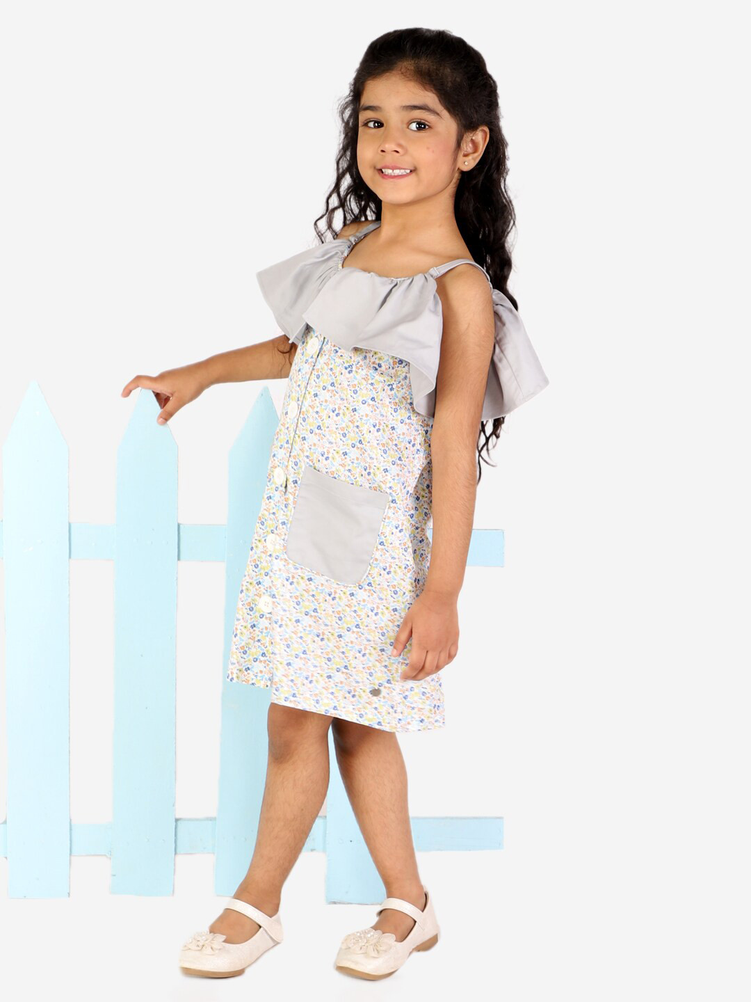 White Dahlia Girl White  Floral A-Line Dress