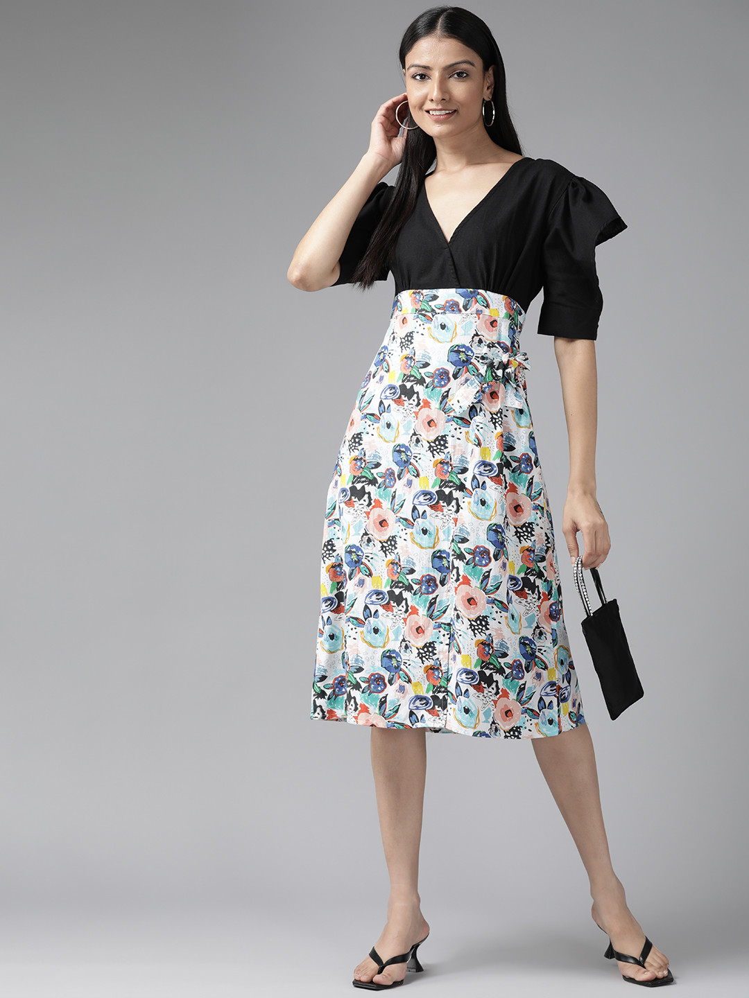 The Dry State Black & White Floral A-Line Dress