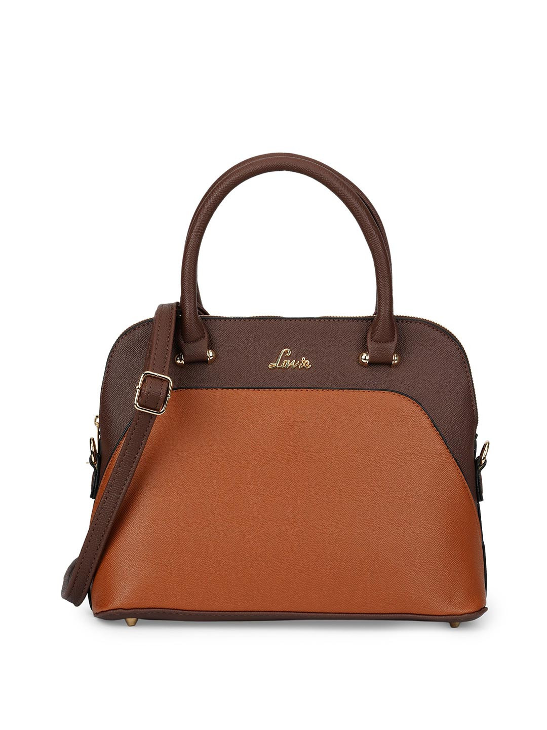 Lavie Tonal Valle Brown Solid Structured Dome Handheld Bag