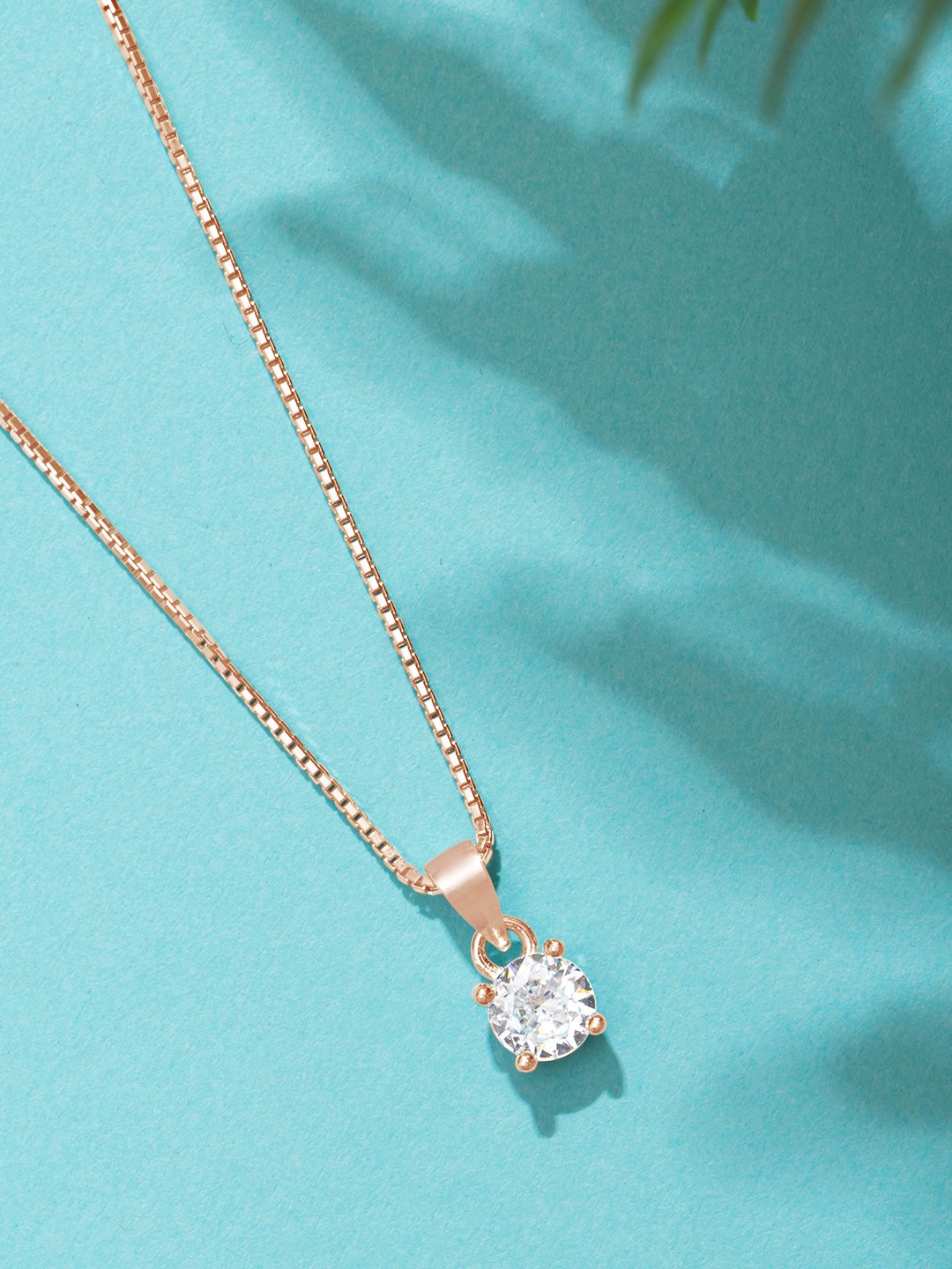 Zavya Rose Gold Sterling Silver Rose Gold-Plated Chain With Pendant