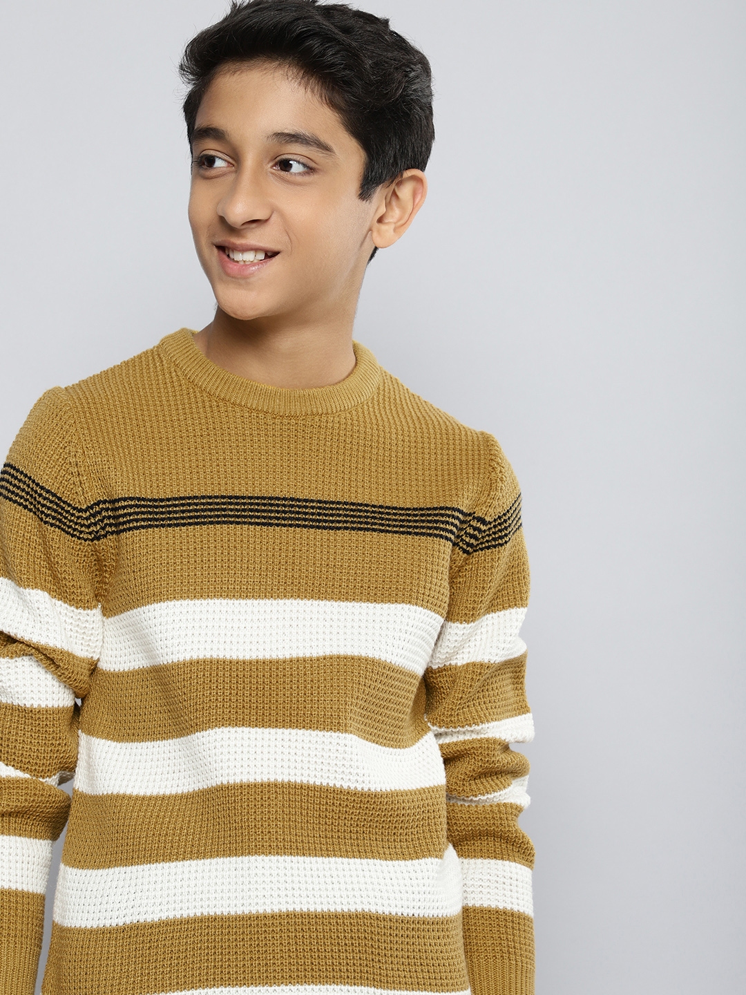 Mustard and white top striped sweater