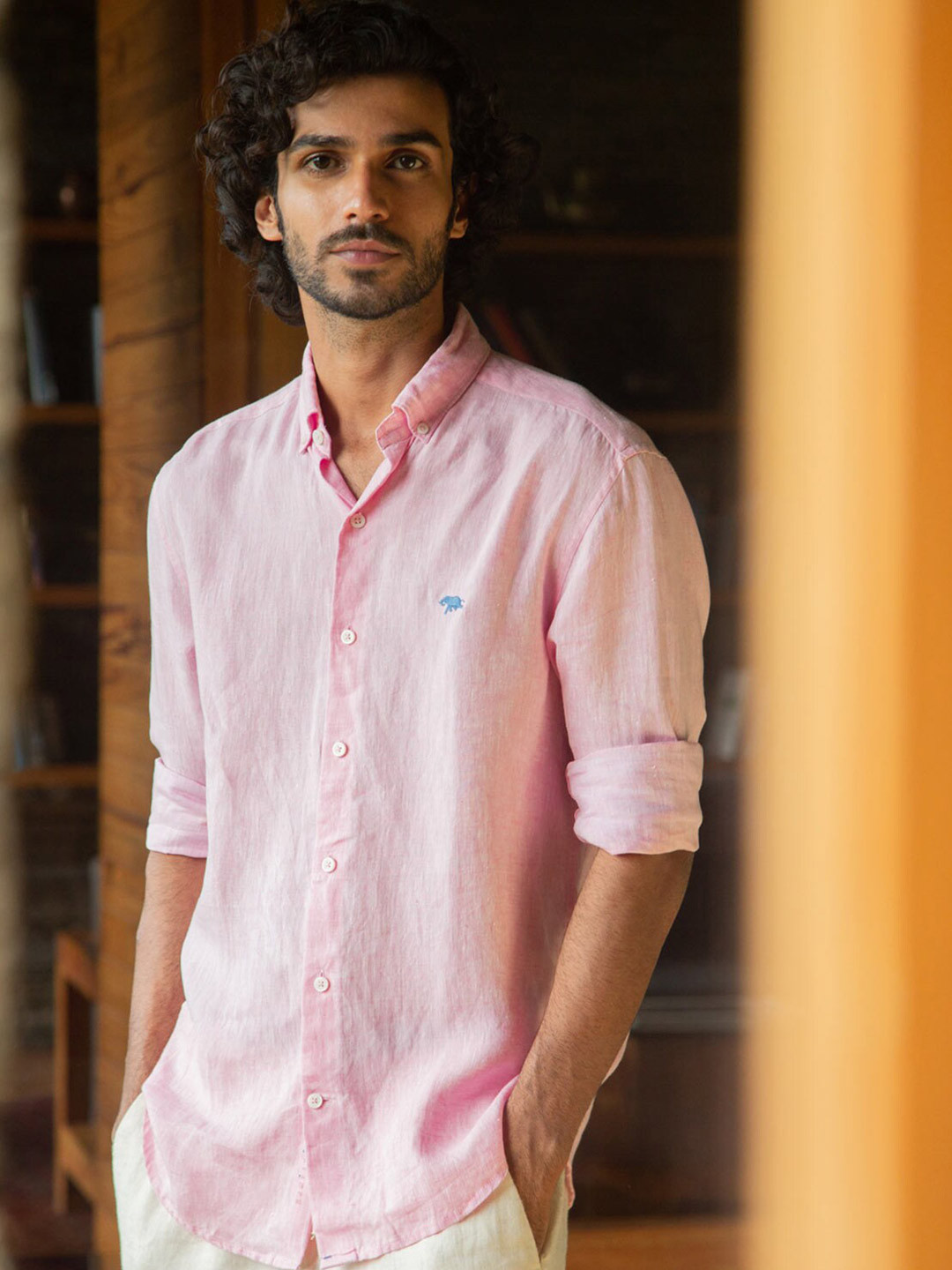 Andamen Men Pink Slim Fit Casual Shirt