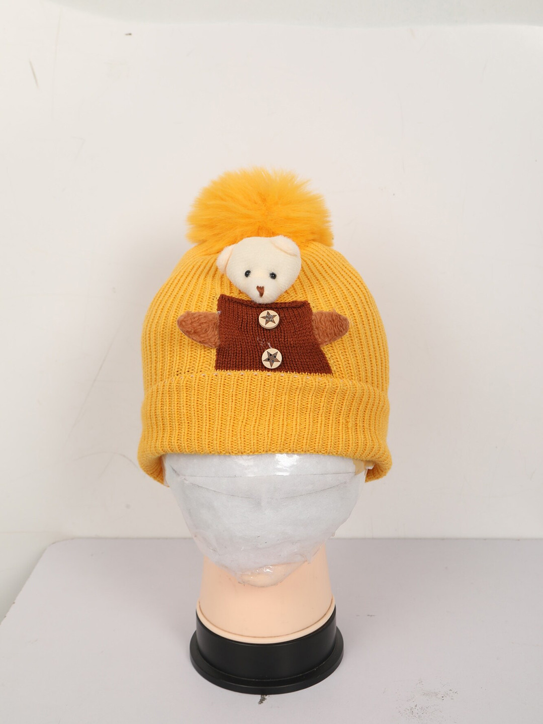 FabSeasons Unisex Kids Yellow & Brown Beanie
