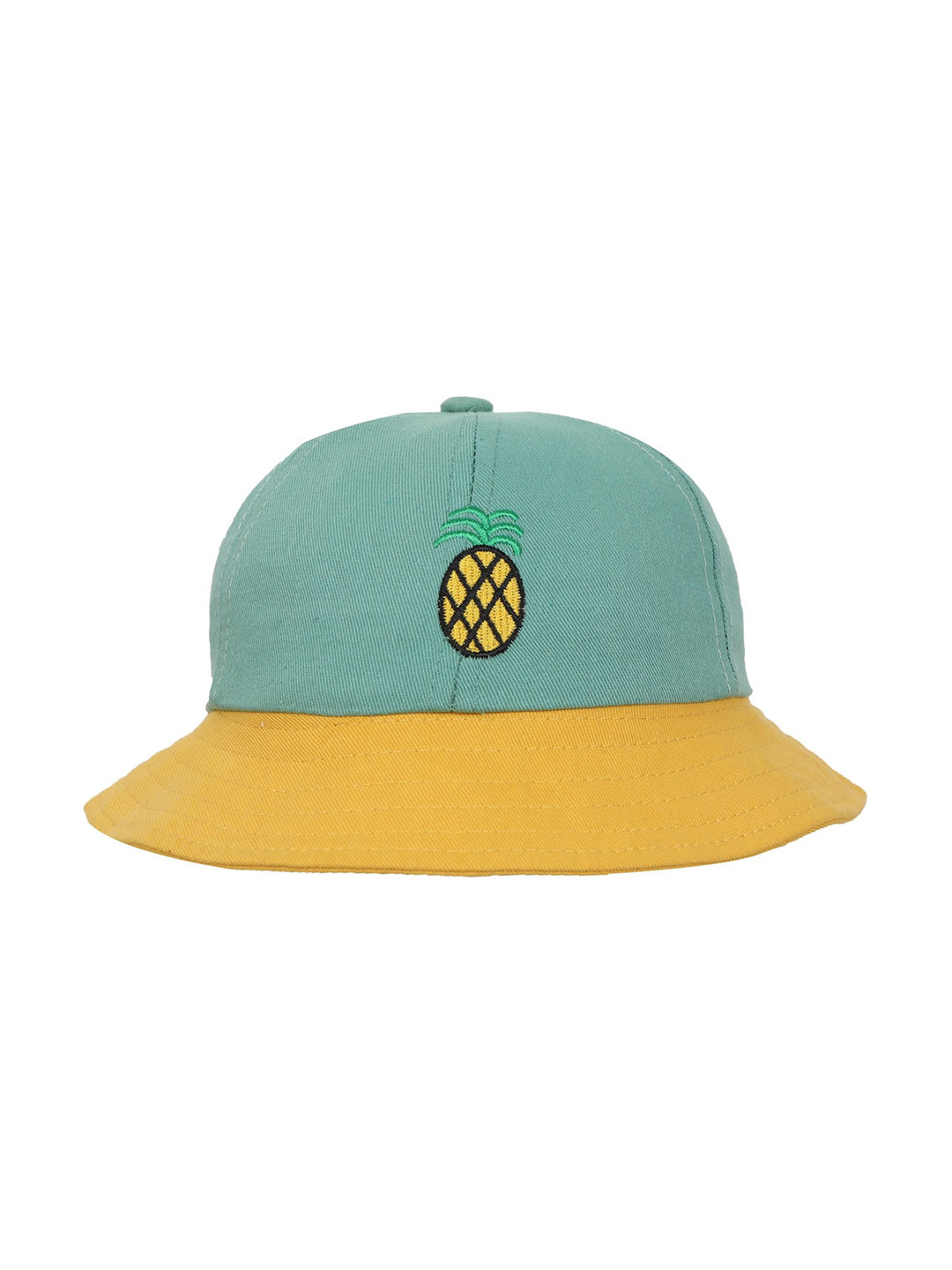 FabSeasons Kids Green & Yellow Cotton Bucket Hat