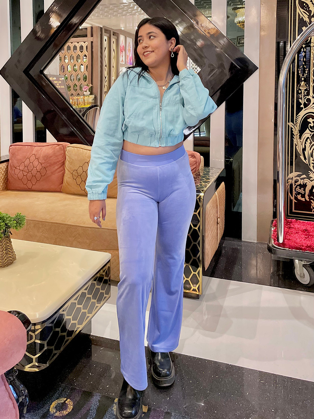 Tokyo Talkies Women Classy Blue Self-Design Jacket