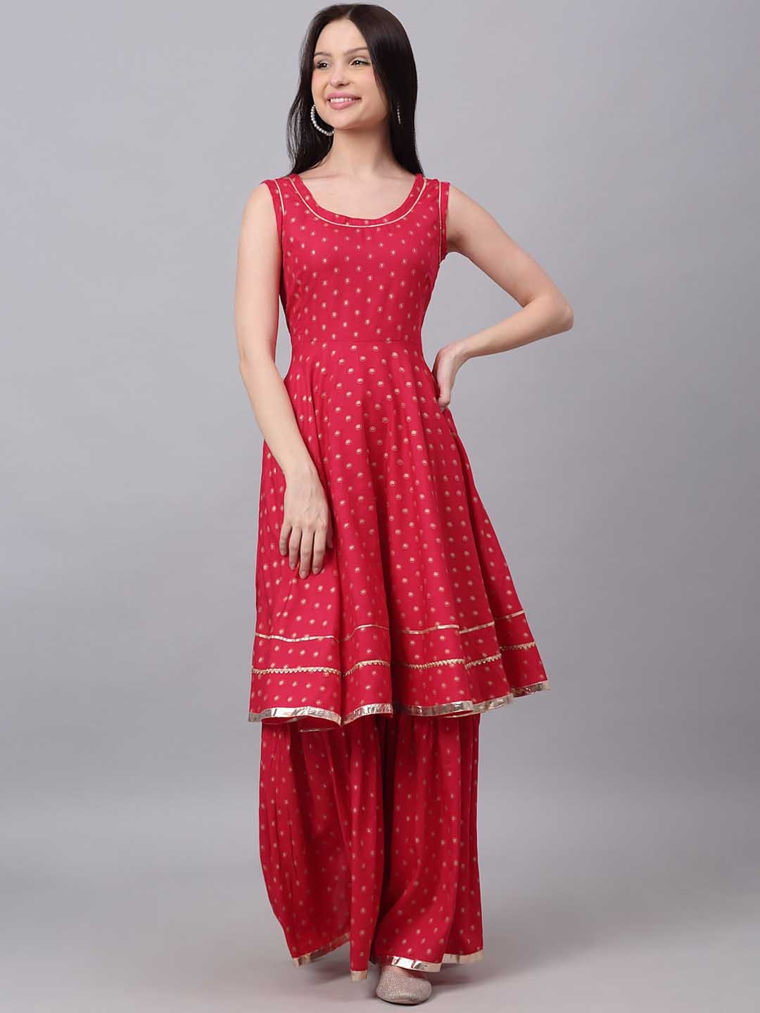 KALINI Women Pink Empire Gotta Patti Kurta With Palazzos - Kurta Sets for Women 19296098 | Myntra