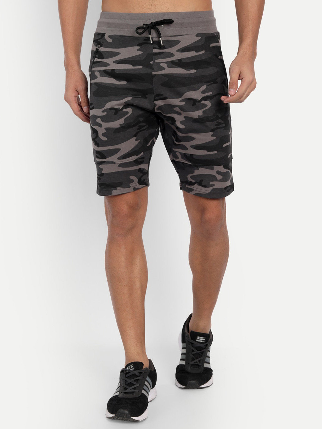 PEPPYZONE Men Grey Camouflage Printed Outdoor Shorts