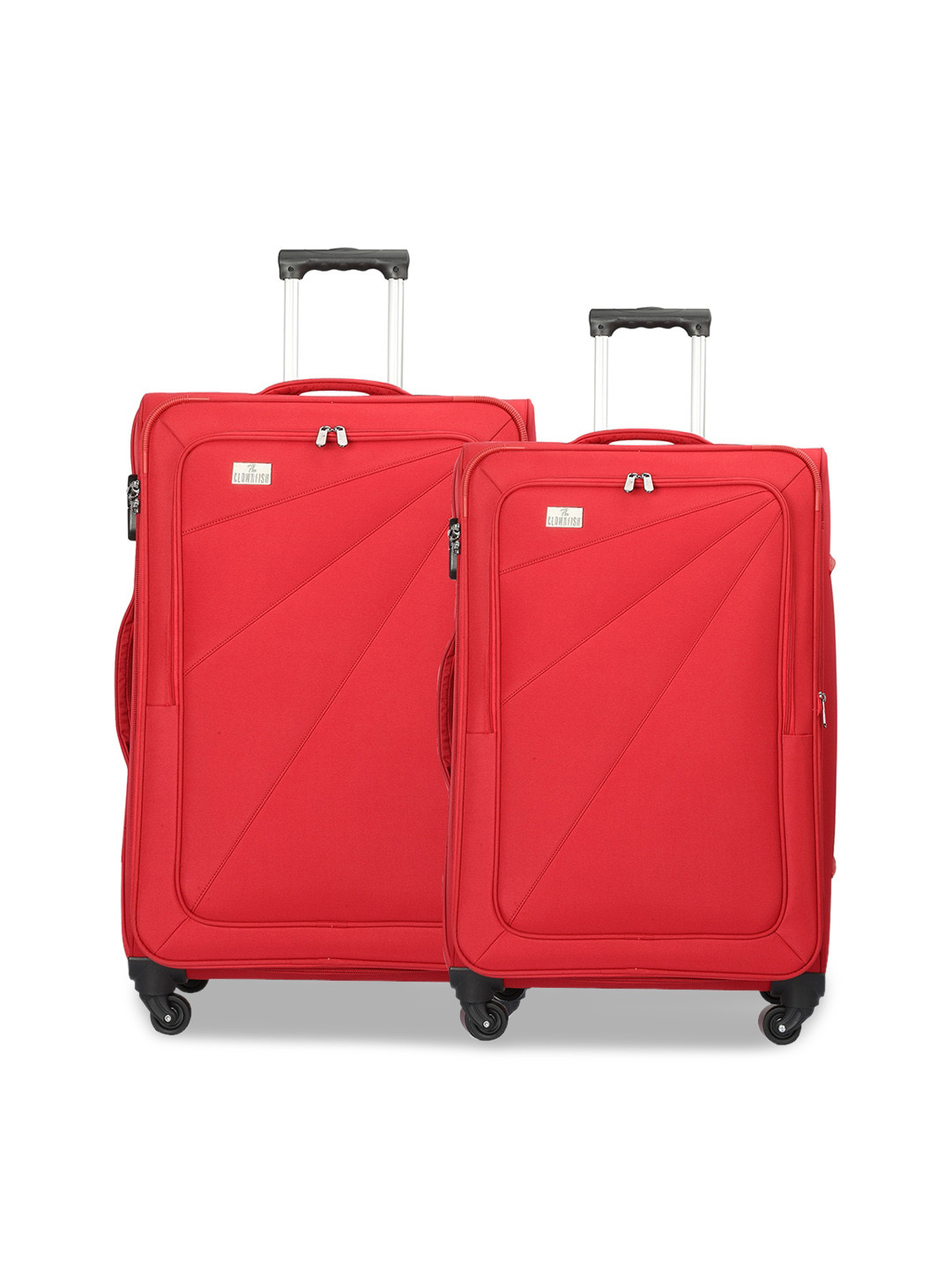 THE CLOWNFISH Farren Set Of 2 Red Solid Soft-Sided Trolley Suitcases