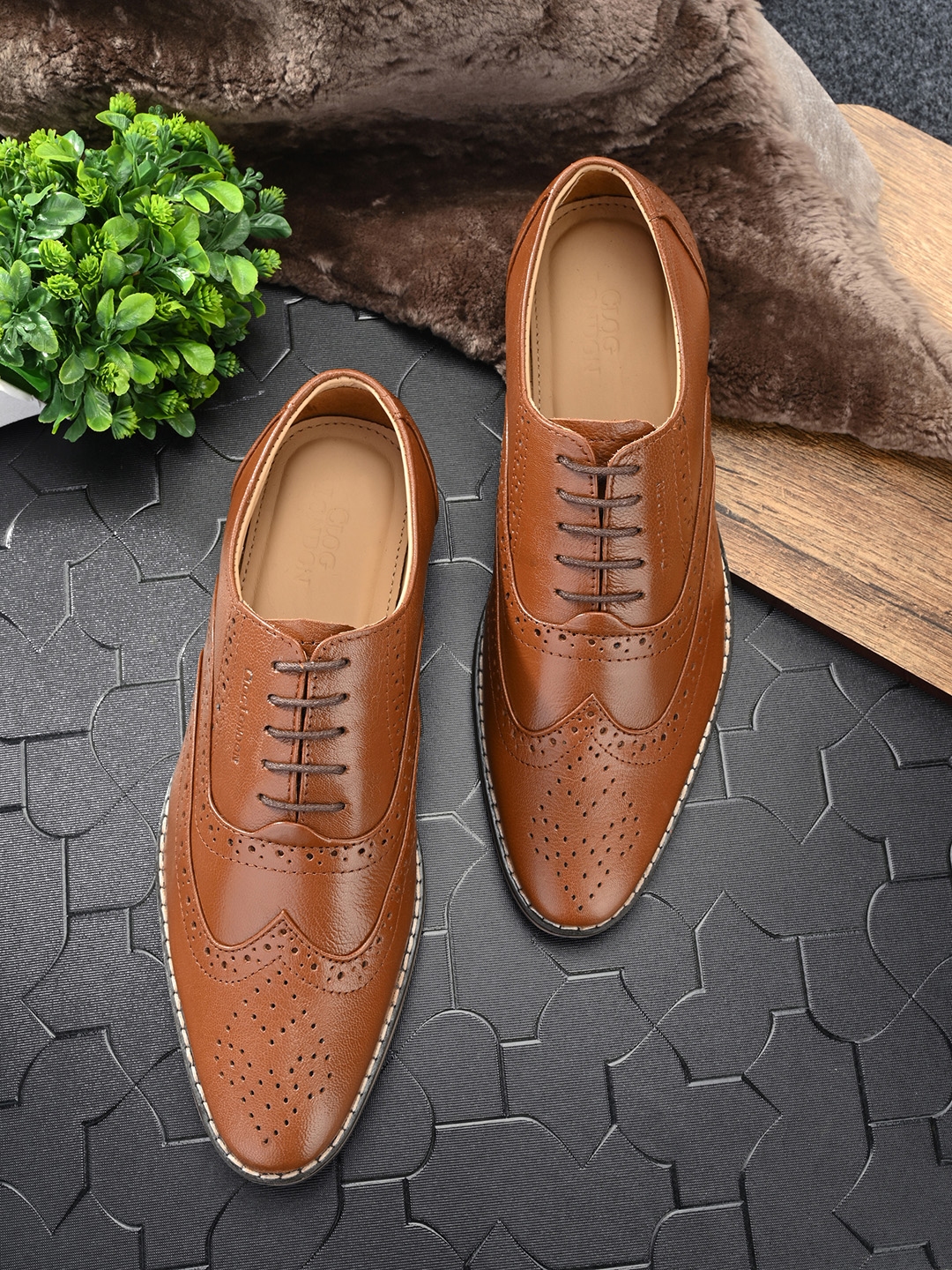 Buy CLOG LONDON Men Tan Coloured Formal Leather Brogue Shoes Formal Shoes for Men 19297154 Myntra