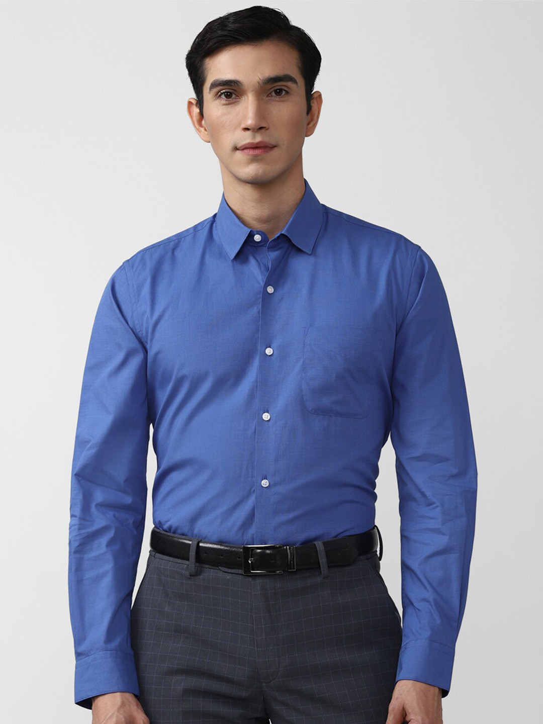 Peter England Men Blue 100% Cotton Formal Shirt