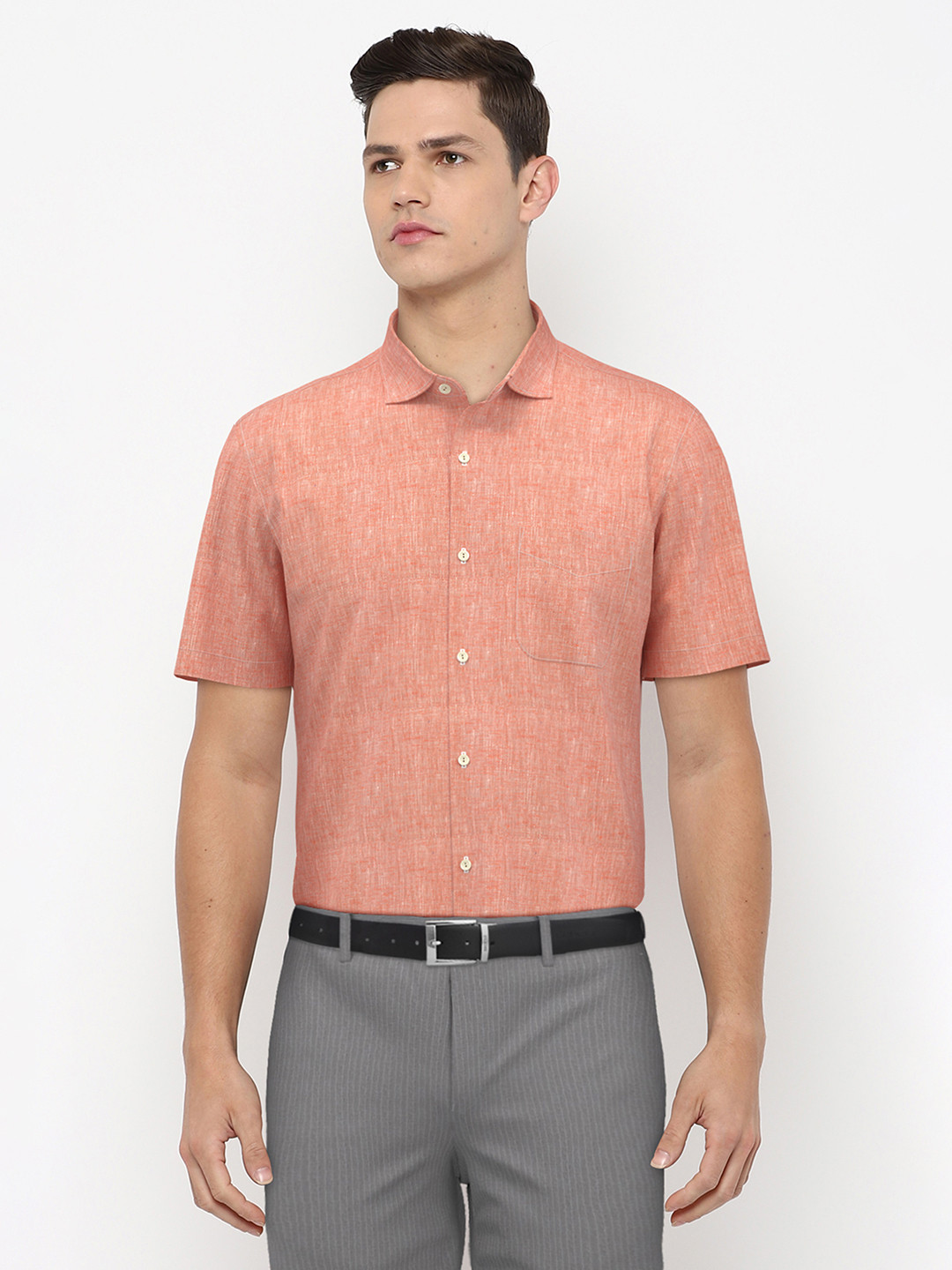 Peter England Elite Men Orange Formal Shirt