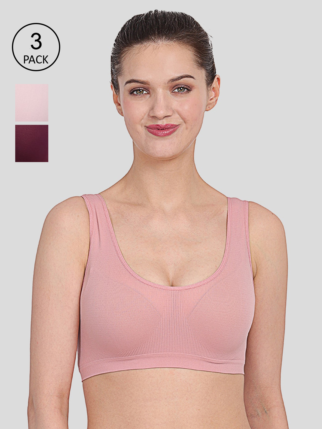 Amour Secret Peach-Coloured & Pink Pack of 3 Bra AB044_Pch_Pnk_Prl-Peach-Pink-Purple
