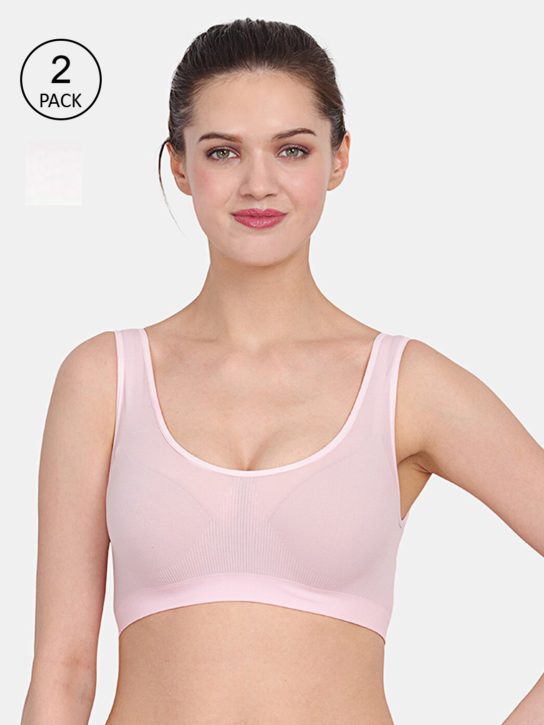 Amour Secret Pack of 2 Pink & Off White Non Padded Bra