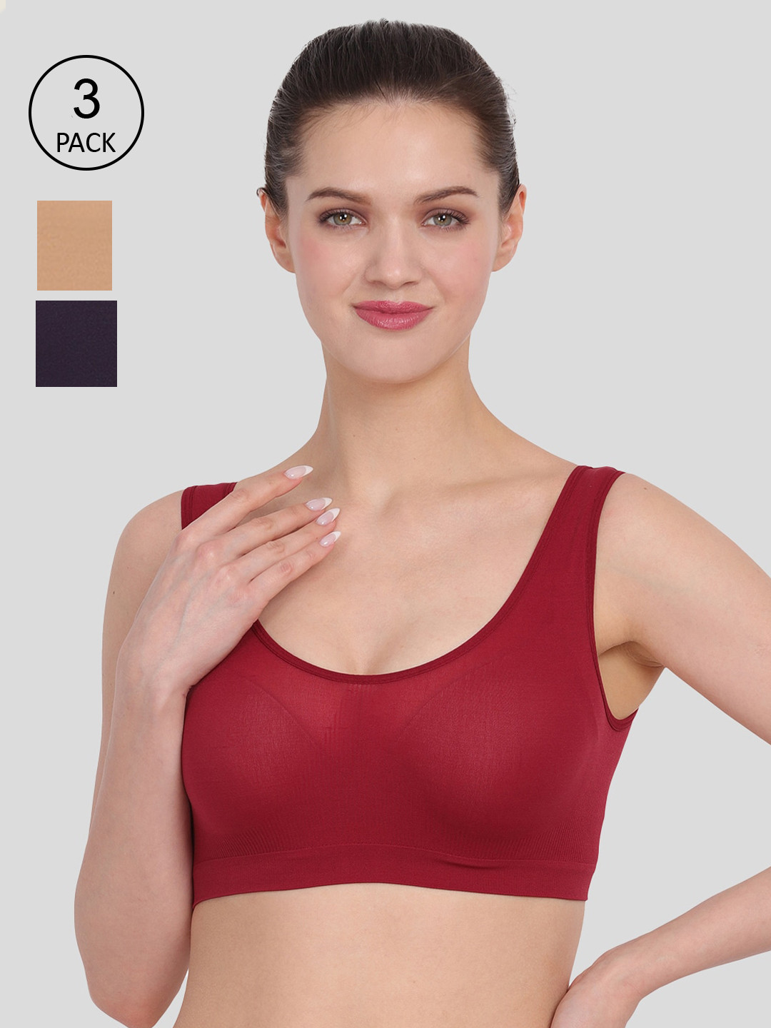 Amour Secret Maroon & Navy Blue BraPack of 3