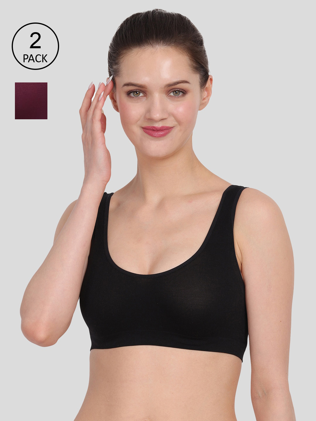 Amour Secret Maroon & Black Bra