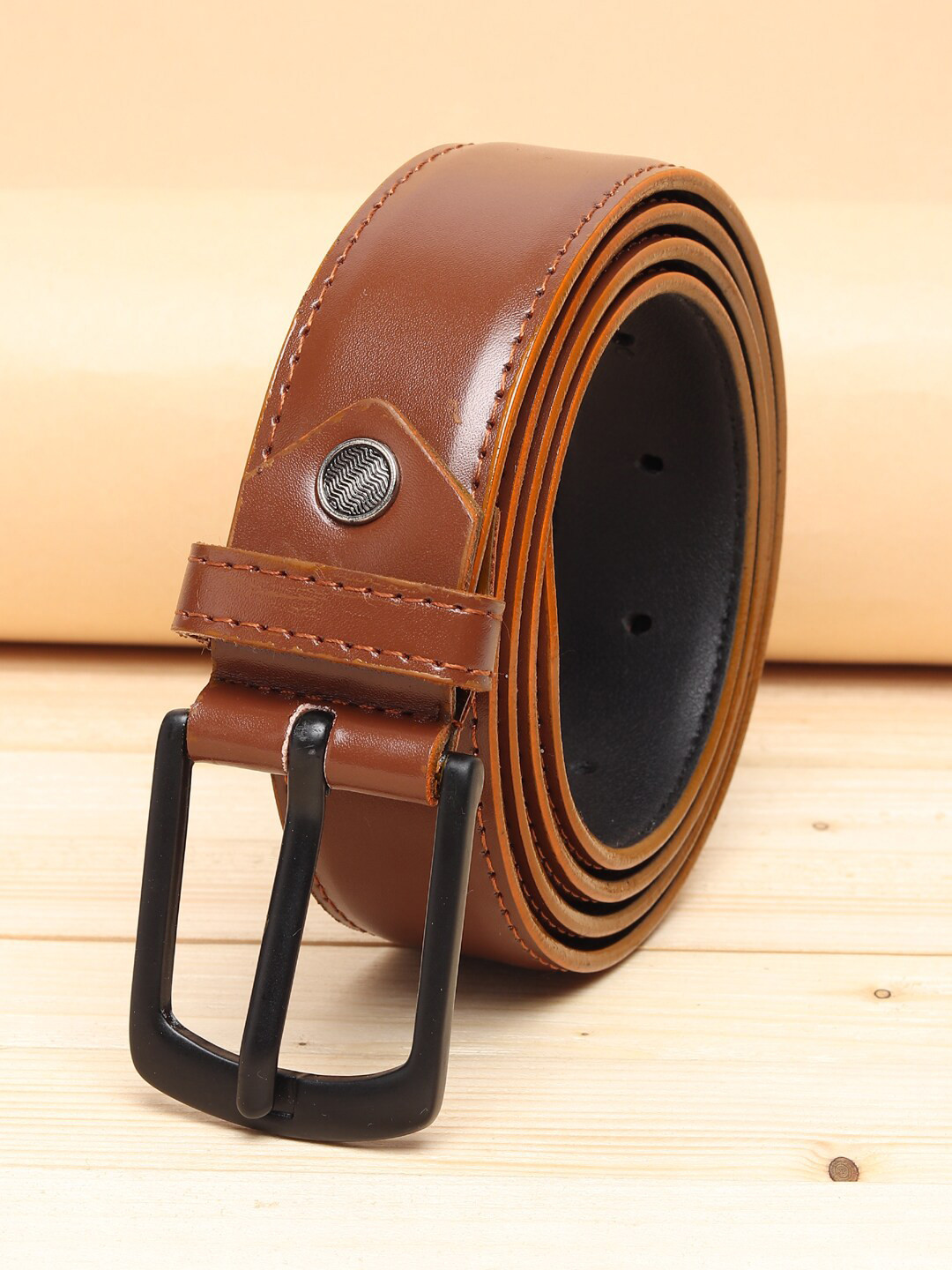 ZORO Men Tan Solid Casual Belt