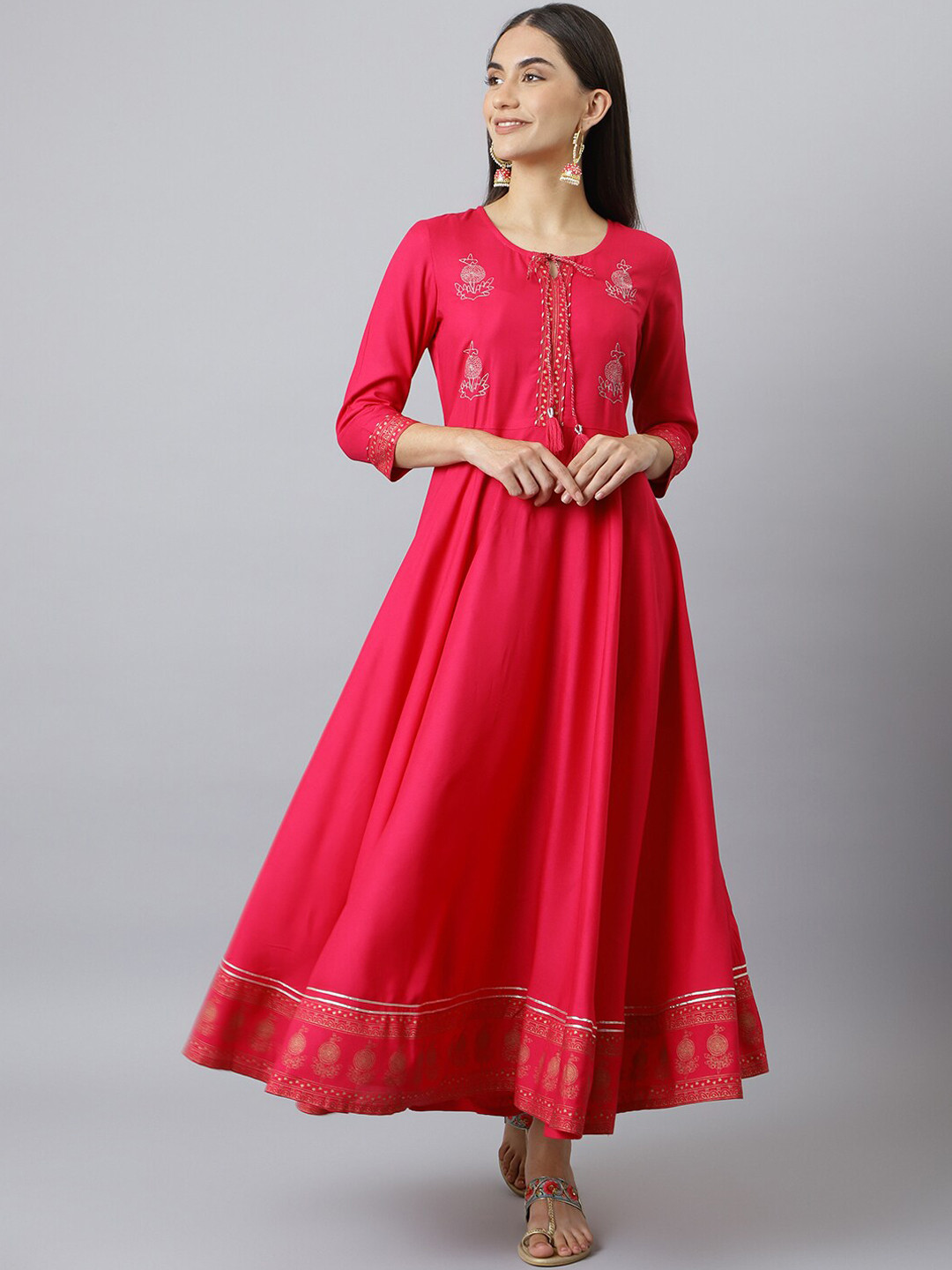 Neemiya Pink Embroidered Anarkali Kurta
